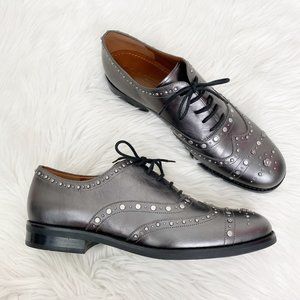 Coach Tegan Oxford Studded Embellished Metallic Loafers Shoes Sz 10
